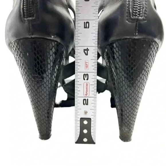 Expression Chunky Platform Caged High Heel Y2K Shoes Black Faux Leather Size 7 - Picture 9 of 16